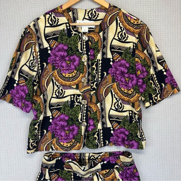 Womens Sz 12 Vtg Norton McNaughton 2-Piece Floral Button Top and Midi Skirt Set - Picture 2 of 9